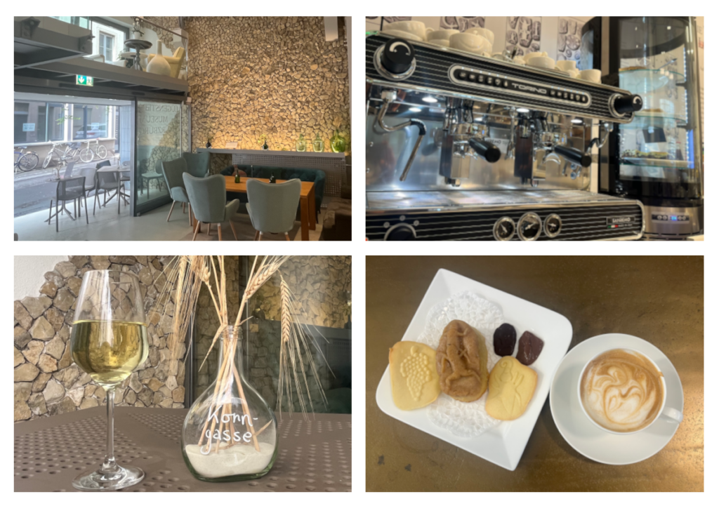 Vier Bilder vom Cafe